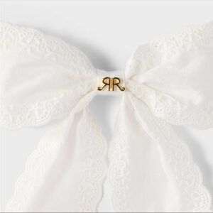 Roller Rabbit x Target Eyelet Hair Bows 2 Pack White Hair clip with Gold RR NWT